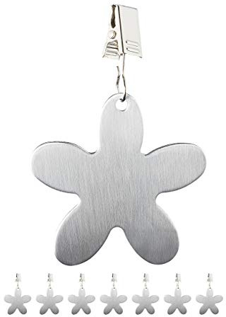 Relaxdays 8er Set Tischdeckenbeschwerer, Tischtuchbommeln zum Beschweren, Blume, In- & Outdoor, Edelstahl, Silber