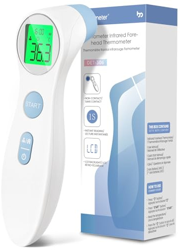 Fieberthermometer für Babys, Kinder und Erwachsene, kontaktloses Stirnthermometer Infrarot Thermometer mit sofortiger genauer Ablesung, Fieberalarm, Blau