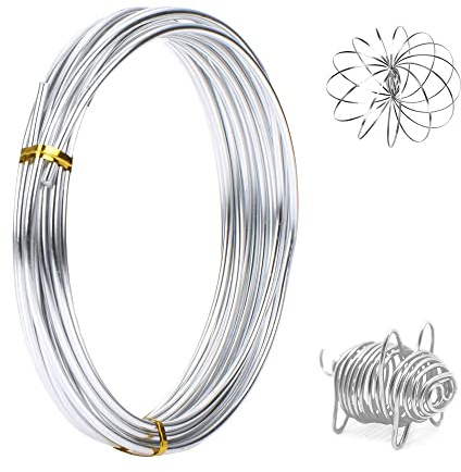Basteldraht 1mm x 20m, Draht zum Basteln Schmuckdraht Aluminiumdraht Bindedraht Modellierdraht Draht Rostfrei Aluminiumdraht, Silberdraht, Schmuckdraht für Schmuckherstellung Bastelarbeiten