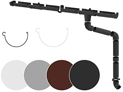 RAINWAY S Regenrinnen Komplettset (1 Dachseite) - PVC-U Kunststoff in 4 Farben, für Dachflächen < 100m² empfohlen (Set min. 6 Meter, anthrazit) Kunststoffrinne Entwässerung