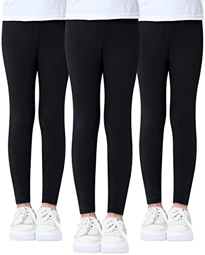 Domee Mädchen Leggings Lang Hosen Baumwoll Einfarbig 3er-Pack