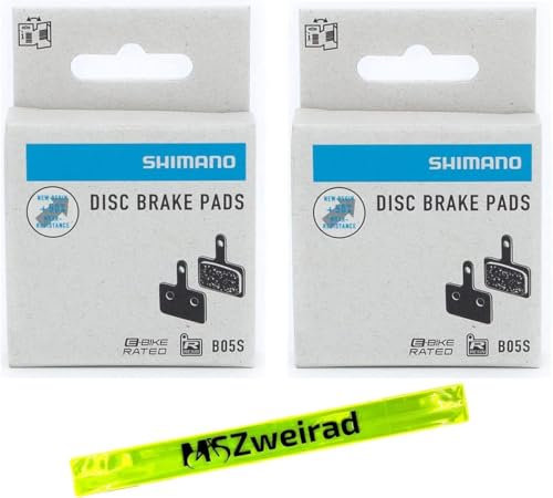 2X Shimano B05S-RX Bremsbeläge Resin Blister Verpackung inkl. MSZweirad Bleed Block Nachfolger B01S B03S