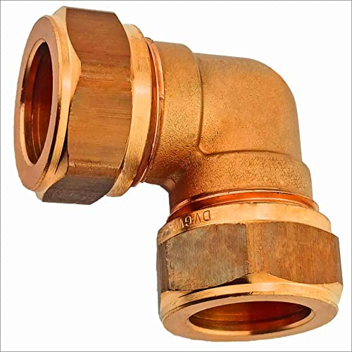 MegaHaustechnik Winkel 90 Grad 15x15 Schraubfitting Klemmringverschraubung aus Messing für Kupferrohr Außendurchmesser 15mm, Trinkwasser geeignet, Verbinder Kupplung Bogen