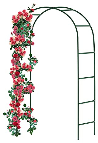 Forever Speed Rosenbogen aus Metall Rankgitter Rosenhilfe aus Pulverbeschichtetem Stahl, Garten Decoration und Verzierung Kletterer wetterfest 240 x 140 x 38 cm/Grün