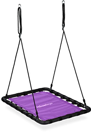 Relaxdays Nestschaukel, BxT: 77 x 103 cm, Kinder & Erwachsene, lila/schwarz | höhenverstellbar, bis 100 kg, Hängeschaukel