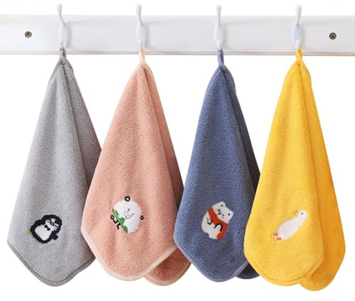 Embhlitfe 4 Stück Waschlappen Kinder Handtücher,Kinderwaschlappen Kindergesichtshandtücher Handtüchers,Babygesichtswaschhandtücher Mehrfarbige Handtücher für Handgesichtsdusche,25 x 50 cm (A)