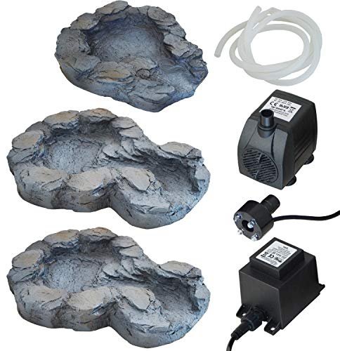Gartenbrunnen Brunnen Bachlauf Quellbach II mit Led-Licht, 230v Zierbrunnen Vogelbad Wasserfall Gartenleuchte Teichpumpe - Springbrunnen Wasserspiel für Garten, Gartenteich, Terrasse, Teich