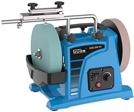 Güde 55247 GNS 200 VS Nassschleifer (230 V, 120 W, 200 mm Trocken- und Nass-schleifscheibe), Blau,45,5 x 28 x 37 cm