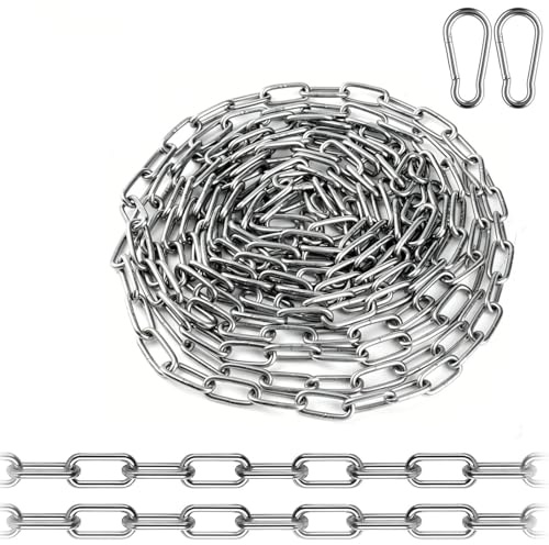 DUDUI 15m 3mm Stahlkette, Gliederkette Meterware, Metallkette zum Aufhängen