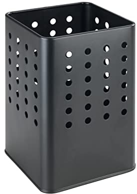 WENKO Utensilienhalter Mod. Silio, praktischer Halter für Küchenutensilien aus pulverbeschichtetem Metall in moderner, eckiger Form mit Lochmuster, (B x H x T): 11,5 x 16,5 x 11,5 cm, Schwarz matt