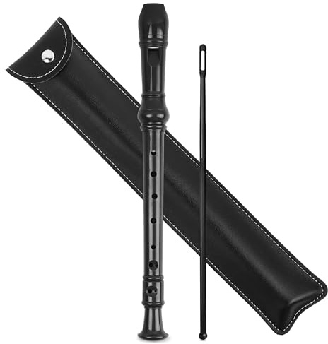 Mtzmy Blockflöte für Anfänger Sopran Deutsche Griffweise, 8-Loch Flöte für Erwachsene, Recorder mit Etui,Reinigungsstift und Bedienungsanleitung(2-Schwarz)