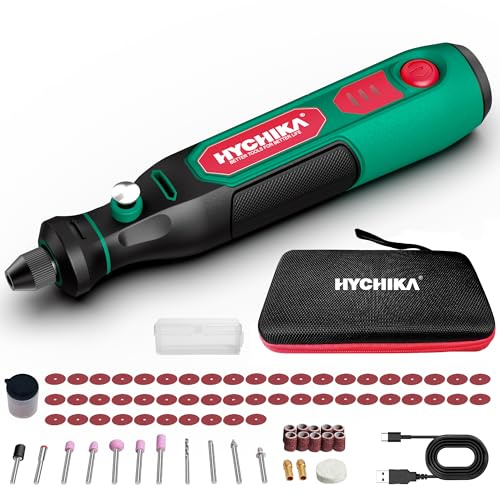 HYCHIKA 3,6V Akku Multifunktionswerkzeug Kit - 77-teiliges Zubehör für Bohren, Schleifen, Polieren, Gravieren，Mini Rotationswerkzeug mit regelbarer Geschwindigkeit und USB-C-Ladung.