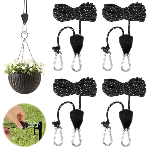 4 M Abspannseile mit Seilspanner 4 Stück Seilratsche mit Haken Reflektierend Outdoor Seil mit Ratsche Duty Heavy Rope Seil Ratsche für Zelt Zeltplane Camping