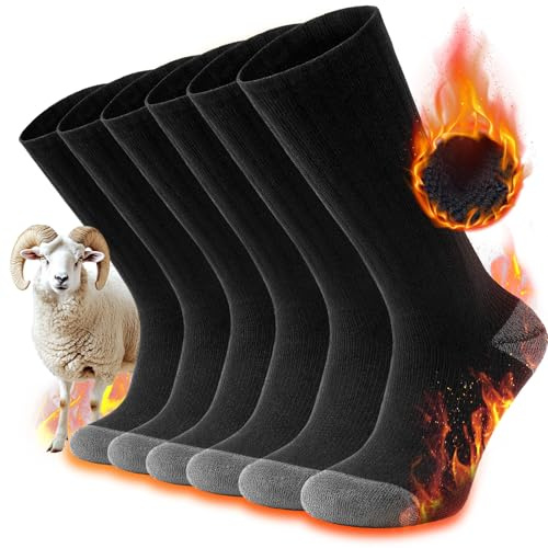 TANSTC Merino Wandersocken Socken Herren Damen Dicke Thermosocken Wintersocken Professionell Winter Arbeitssocken Anti-Blasen & Gepolstert Wollsocken, 3 Paar