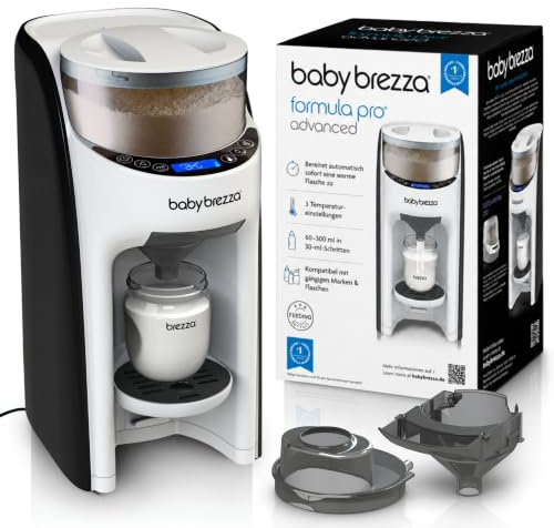 Baby Brezza Formula Pro Advanced automatischer Flaschenzubereiter | Mischt automatisch Milchpulver & Wasser perfekt, 2 Milchpulvertrichter (1 im Gerät, 1 extra), 3 Temperaturen, BPA-frei