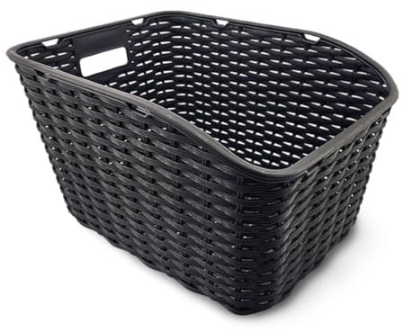 PEUZ 27L Unisex Fahrradkorb hinten Groß zum Transport von Gepäck Stabiles Kunststoffnetz, wetterfest und rostfrei, Schwarz