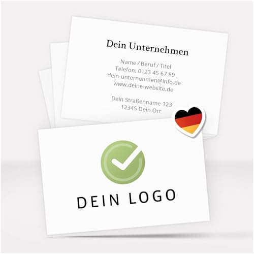100 Visitenkarten personalisiert Beidseitig bedruckt mit Logo Text QR-Code Foto | Individuell erstellen drucken lassen Premium Blanko Weiss Adresse Firma Business Cards