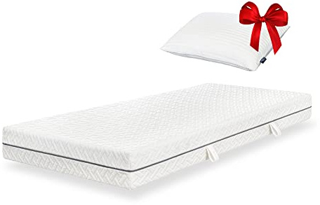 ESSENCE SLEEP Matratze 90x200x18 cm, 7-Zonen Komfortschaummatratze mit Memory Foam Schicht, Härtegrad 3 (H3), mit 1 Kopfkissen, Rollmatratze, Öko-Tex Standard 100
