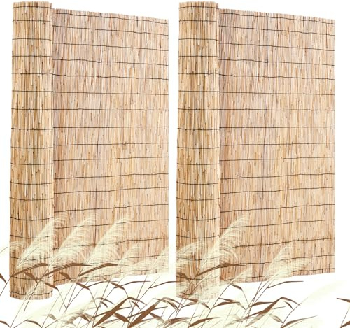VEVOR Schilfmatten Sichtschutz Zaun, 1,2 x 5 m, 2er-Set Schilfrohrmatte, Balkon-Schilfmatte für die Terrasse im Hinterhof, dekorativer Zaun für Gartenzaun, Trennwand, Sichtschutz