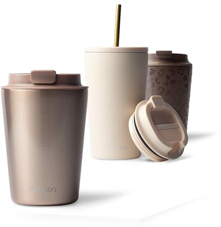 MAMEIDO Thermobecher 350 ml (Rosé Quartz) | 4h heiß/8h kalt, auslaufsicher & BPA-frei mit Klappdeckel, Kaffeebecher to go aus Edelstahl – passt in Autohalter