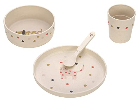 LÄSSIG Kindergeschirr Set (Teller, Becher, Schälchen, Löffel) ohne , BPA-frei, für Spülmaschine und Mikrowelle/ Dish Set Little Mateys spicy orange