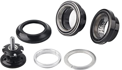 Fahrrad-Steuersatz 1 1/8 ohne Gewinde Aluminiumlegierung 34 mm für 28,6 mm Gerades Gabelschaftlager (Schwarz)
