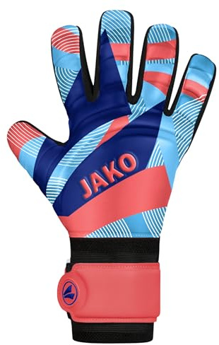 JAKO Unisex Torwart-Handschuhe River Basic Junior RC, Coral/SkyBlue/Navy, 7