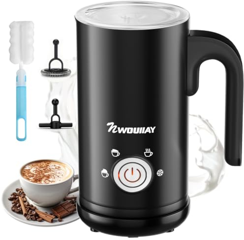 Milchaufschäumer Elektrisch 4 in 1 mit 600W 300 ml großem Fassungsvermögen | Automatische Abschaltung Leiser Betrieb geeignet für heißen & kalten Milchschaum Latte Cappuccino