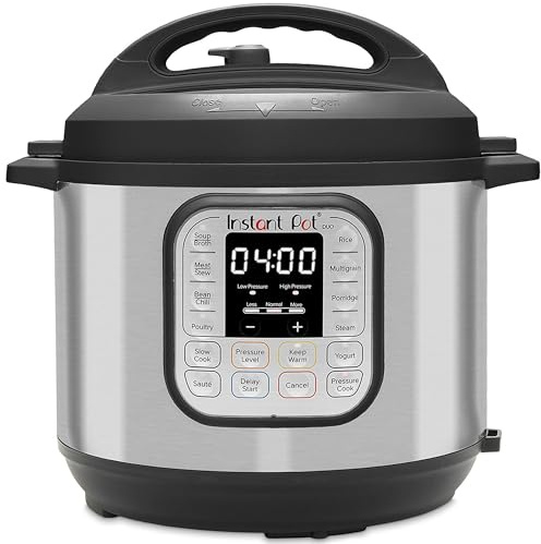 Instant Pot Duo 7-in-1-Multikocher 5,7 l – gebürstetes Edelstahl, großer Schnellkochtopf, Schongarer, Reiskocher, Sauteuse, Joghurtbereiter, Dampfgarer und Speisenwärmer, spülmaschinenfest