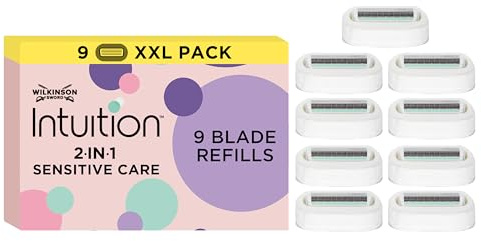 Wilkinson Sword Intuition 2-in-1 Sensitive Care doppelschneidiger Rasier, Damenrasur, Hauch von Aloe vera,1 wiederverwendbarer Rasierer und 4 Klingen