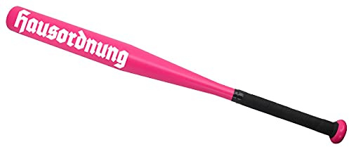 Baseballschläger HAUSORDNUNG in Pink aus Aluminium I Länge 65 cm Alu | 26 Zoll Schläger mit einem Gewicht von 520 Gramm und einem Rutschfestem Griff I Lustiges Geschenk für Männer und Frauen