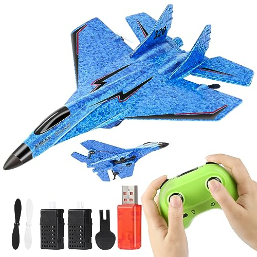 Liamostee RC Flugzeug Spielzeug 2.4GHz Ferngesteuerter, 2CH Rc Flugzeug RTF für Anfänger erngesteuertes F lugzeug mit LED-Licht F lugzeug Spielzeug Modellflugzeug mit für Anfänger Kinder Erwachsene