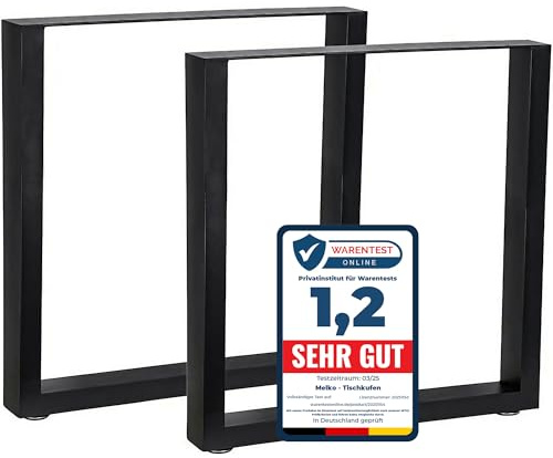 Melko 2X Tischkufen aus Vierkantprofilen 80x40 mm Tischuntergestell 60 x 72 cm Tischbeine Tiefschwarz inkl. Bodenschoner