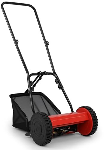 SOARS Spindelmäher, Rasenmäher mit 30 cm Schnittbreite, 18,5 Liter Fangkorb, 4-stufiger Schnitthöheneinstellung 15-40mm, Handrasenmäher 5 Stahlmessern