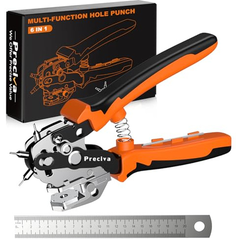 Lochzange für Leder, Gürtellochzange, Ledergürtel Puncher Drehlochzange mit Hebelübersetzung zum Lochen von Gürtel (orange V-Form)