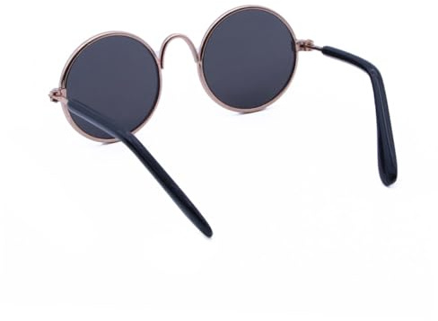 TOBBOMEY 2 Stck Hundesonnenbrille Kleine Haustierbrille UV Schutz Stylische Metallfassung Schwarz Komfortabel Für Kleine Hunde Und Katzen