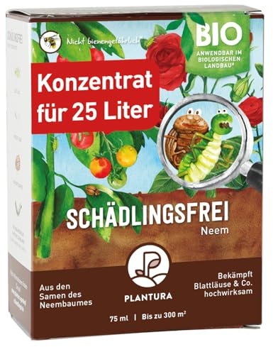 Plantura Bio-Schädlingsfrei Neem, effektive Schädlingsbekämpfung mit Neem, gegen Blattläuse, Thripse & Co. an Gemüse, Kräutern & Zierpflanzen, 75 ml Konzentrat für bis zu 25 L (300 m²)
