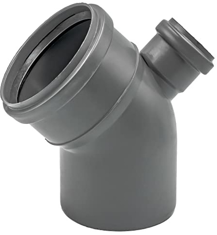KNM Trade Reduzierbogen HT-Rohr DN 110x50 PP Grau 45° Oben | Polypropylen, Waschmaschine, Spüle, chemikalienbeständig, UV-beständig, Temperaturbereich