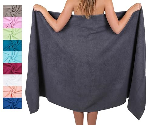Betz Badetuch XXL 100x200 cm 100% Baumwolle – Weiches Frottee Saunatuch & Strandtuch – Pflegeleicht & saugstark – Palermo Serie – Farbe Anthrazit Grau