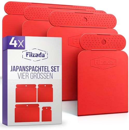 Filzada® 4x Japanspachtel Kunststoffspachtel - Premium Spachtel Set - Spachtel Werkzeug ideal als Malerspachtel - Spachtelset mit absolut glatter Kante - Kunststoff Spachtel - Autospachtel