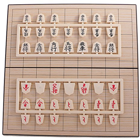 Japanisches Shogi-Schach-Set, Holzbrett und traditionelle Stücke für professionelle und Anfänger, 24 x 24 cm