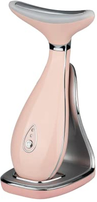 VRAIKO LILY Hals Gesicht Massagegerät Gesichtsformer Hautverjüngungsgerät mit Thermo, Triple Action LED und Vibration, für Anti-Aging, Lifting und Straffung schlaffe Haut (Rosa)