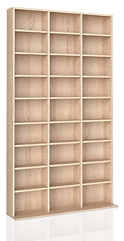 Vicco Cd-Regal Jukebox, Sonoma, 102 x 178 cm | zur stehenden und wandmontierbaren Medienaufbewahrung