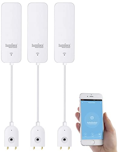 Luminea Home Control Wasseralarm ZigBee: 3er-Set ZigBee-Wassermelder, EXT. Sensor, 2 J. Batterielaufzeit, App (Wassermelder mit externem Sensor, Wasserwächter)