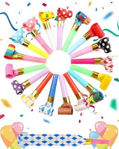 JUKOTA 20 Stück Tröte, Trötren, Kinder Jubel Partytröten, Tröte Fan Fußball, Kindergeburtstag Luftrüssel, Lustige Spielzeuge für Neujahr Geburtstag Party, Graduierung, Weihnachten (Farbig Gemischt)
