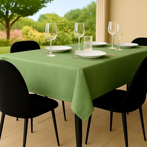 Tischdecke Outdoor Abwaschbar 100x140 Grün Gartentischdecke Tischdecken Wetterfest Wachstuchtischdecke Table Cloth Made in Italy für Den Außenbereich Tischtuch