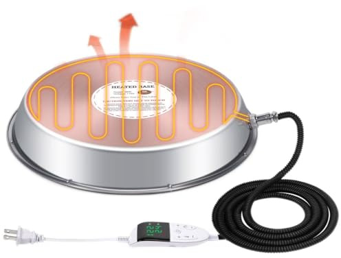 MUYIRTED Heizplatte Für Geflügeltränke 55w, Wärmeplatte Aus Edelstahl Für Hühnertränke, Heizung Für Hühnertränke Kann Von 0-90°C Eingestellt Werden, Tränkenheizung, Tränke Wärmeplatte (34cm)