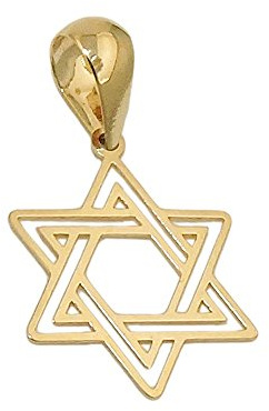 Kleiner Ketten-Anhänger Amulett David-Stern 11mm 375 Gold Gelbgold Halsschmuck