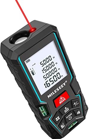 Laser Entfernungsmesser 50M,MiLESEEY Lasermessgerät mit 2 Wasserwaagenblasen,±2mm Genauigkeit,2 Zoll LCD Hintergrundbeleuchtung,Pythagoreischer Modus, Messen von Entfernung,Flächen/Volumenberechnung
