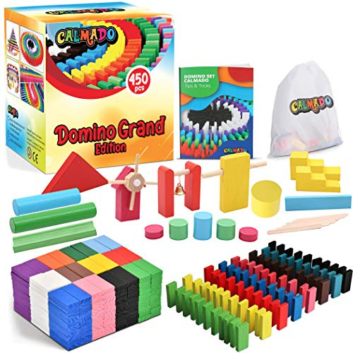 calmado - Domino Steine 450-teilig | für Kinder, aus Holz, 450 Dominosteine